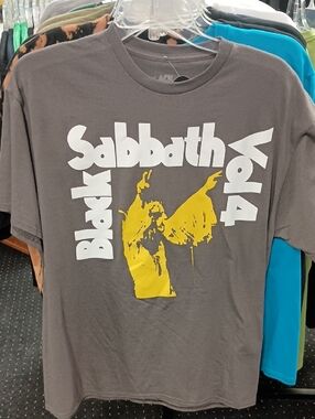 Black Sabbath Vintage Graphic Tee - Gray with Yellow & White Print